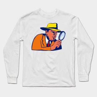 Detective with Magnifying Glass Retro Long Sleeve T-Shirt